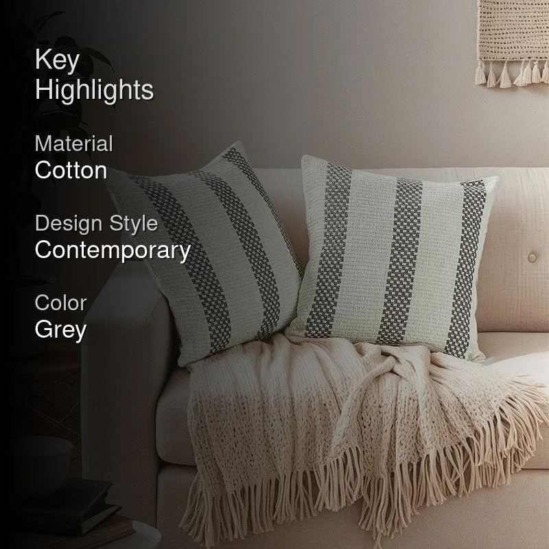 Mysera Charm Cushion Cover(Grey,White) - Set Of Two media 2