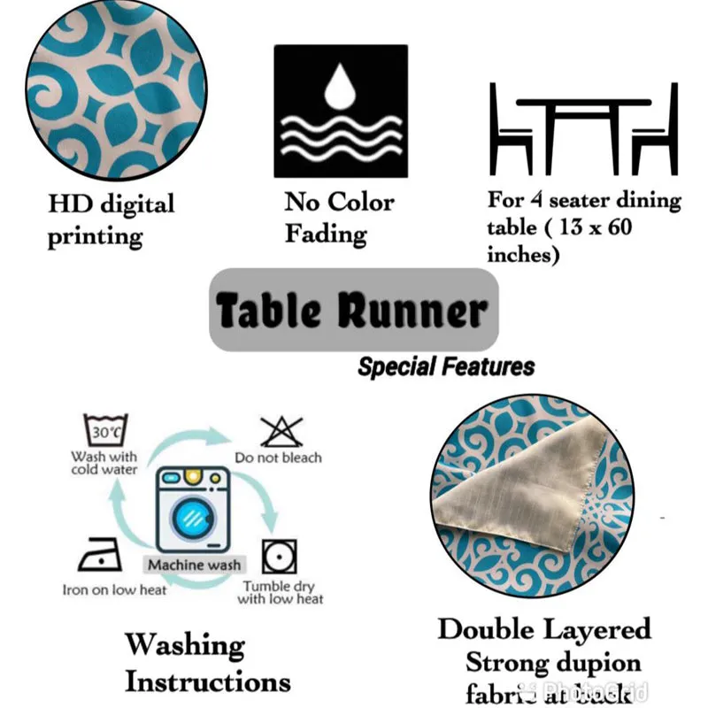 Ekat Poly Canvas Table Runner - Blue media 5