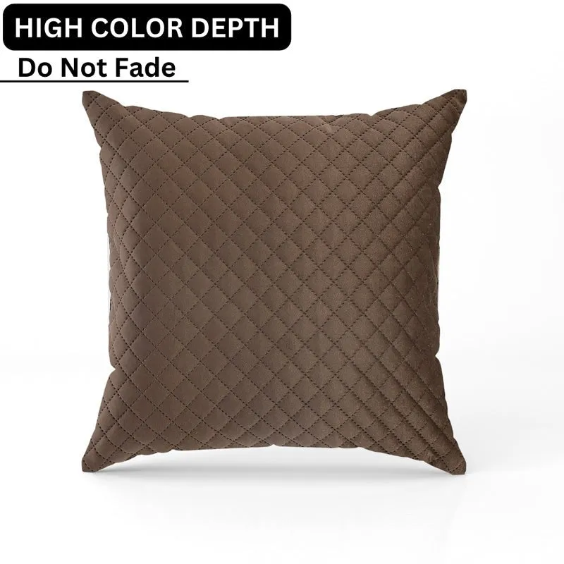 Orson Quilted Velvet Cushion Cover (Brown) - Set Of Five media 7