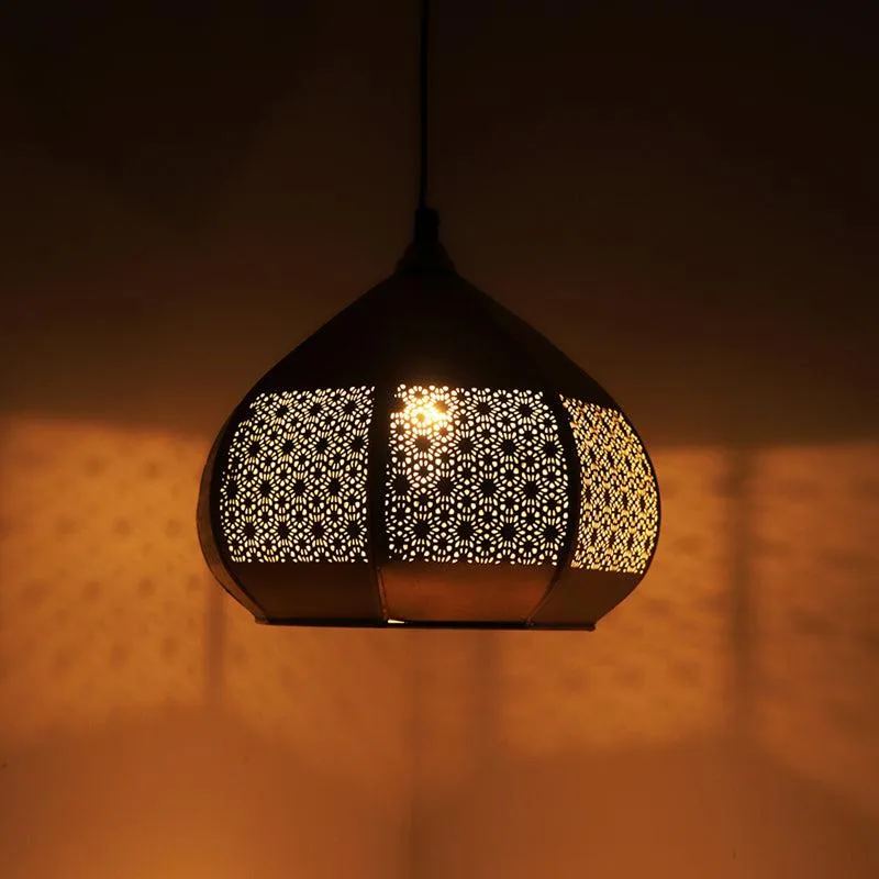 Moonlit Kasbah Hand-Etched Iron Ceiling Lamp media 3