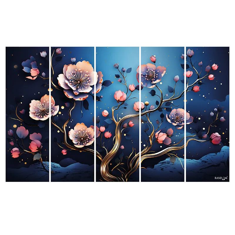 Midnight Fiora Canvas Wall Art - Set Of Five media 4
