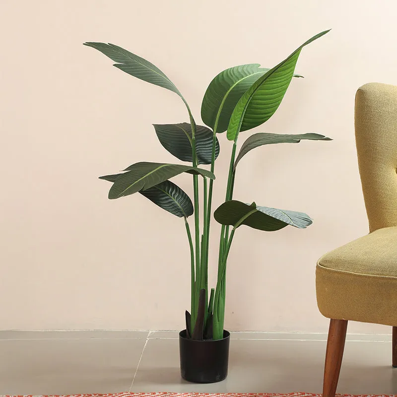 Verdelis Artificial Banana Plant With Black Plastic Pot - 4 Feet media 3