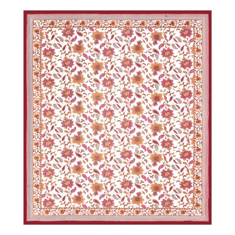 Soft Petal Cotton Bedsheet (White,Red) - 180 GSM media 5