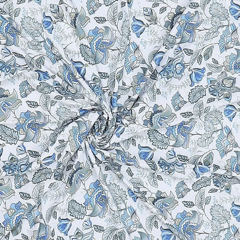 Monte Carlo Bloomella Floral Polycotton Reversible Dohar (Light Blue) - 150 GSM media 6