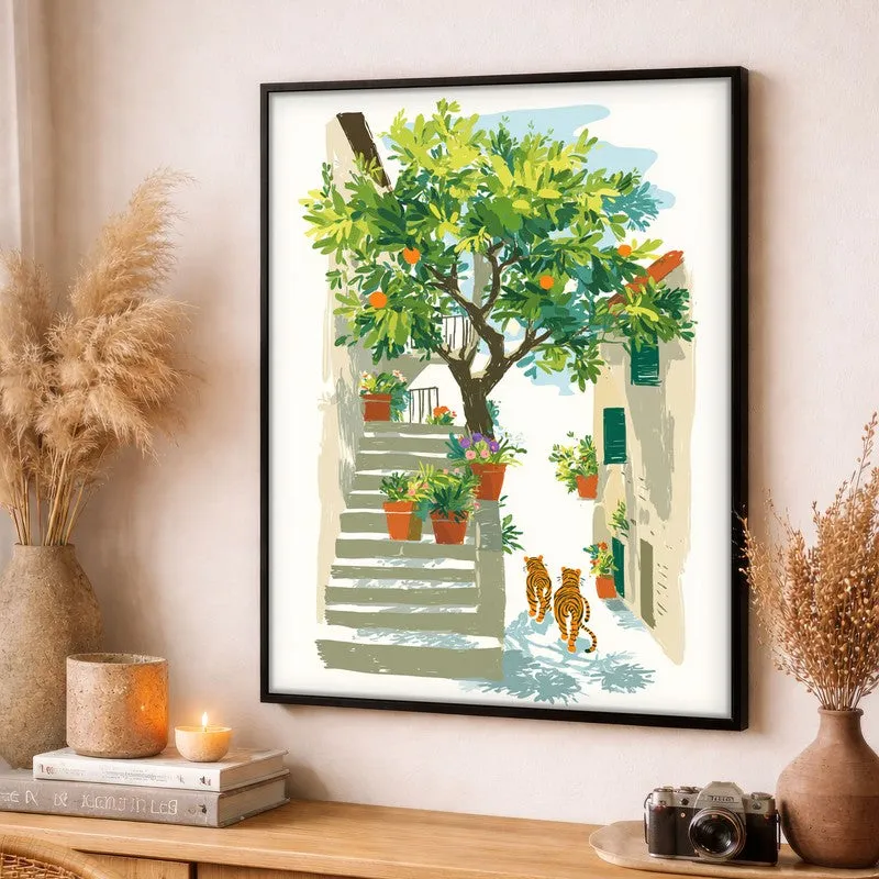 Garden Path Canvas Wall Painting - Black Frame media 3