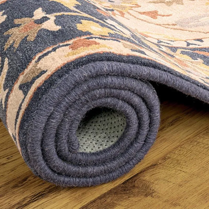 Sekhmet Hand Tufted Ethnic Wool & Nylon Carpet - Navy Blue media 4
