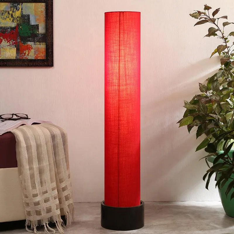 Neila Wooden Tower Floor Lamp - Red media 1