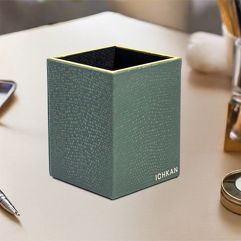 Tisquo Faux Leather Pen Stand - Olive Green