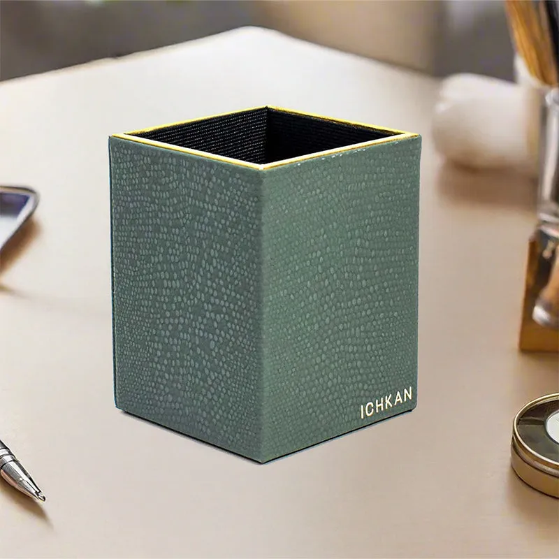 Tisquo Faux Leather Pen Stand - Olive Green media 1
