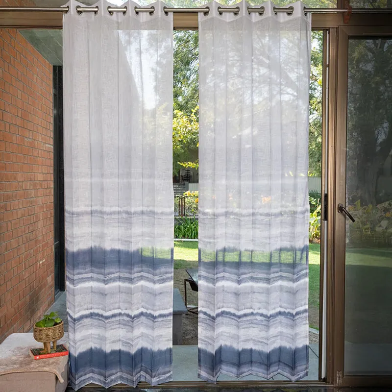 Urban Space Coastal Tides Curtain (Navy Sheer) - Set Of Two media 2