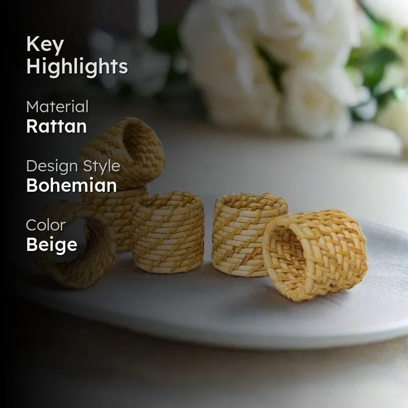 Vrita Rattan Napkin Ring - Set Of Six media 2