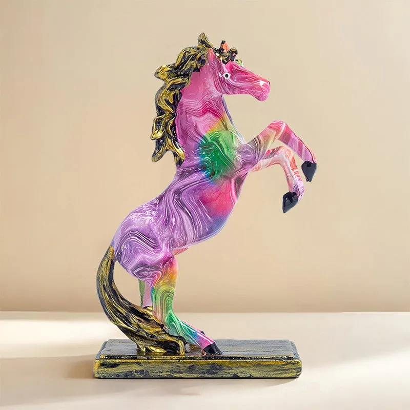 Colorful Rearing Horse Showpiece - Pink media 1