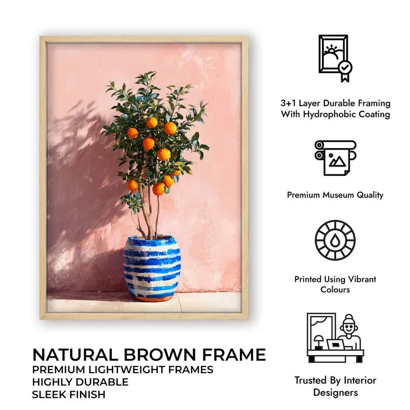 Sunlit Citrus Canvas Wall Painting - Brown Frame media 10