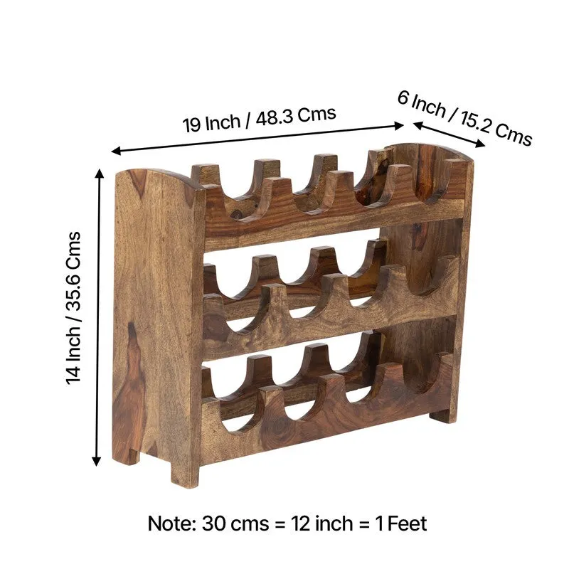 Yverox Sheesham Wooden Wine Rack - Light Brown media 9