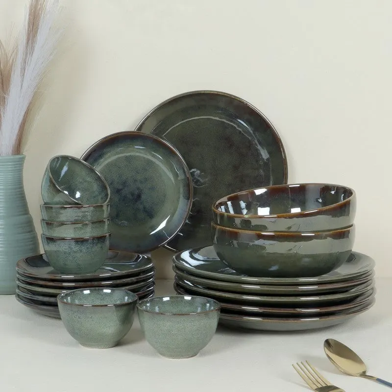Regal Feast Ceramic Dinner Set (Olive Green) - 20 Piece Set media 1