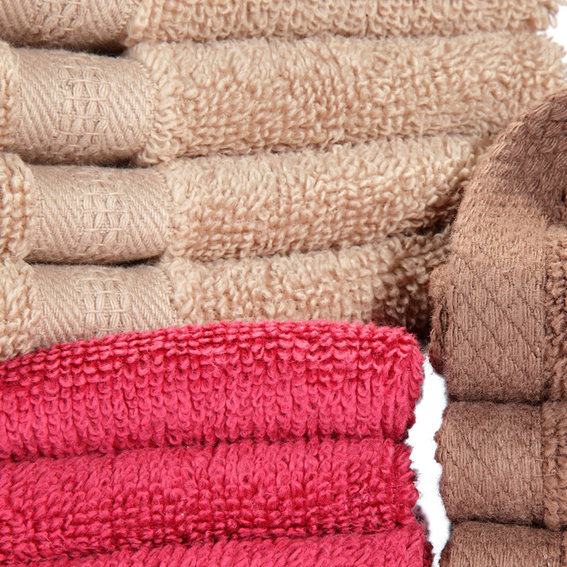 Nuage Cotton Hand & Face Towel (Brown, Pink & Beige) - Set Of Twelve media 6