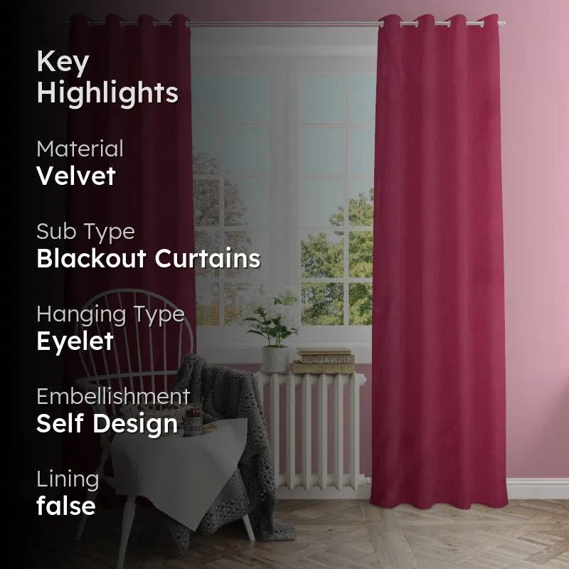 Kumudini Solid Velvet Curtain (Maroon) - Set Of Two media 2