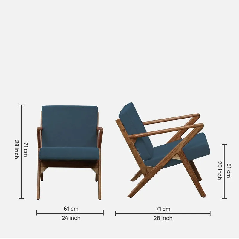 Metrona Acacia Wood Accent Chair - Blue media 10