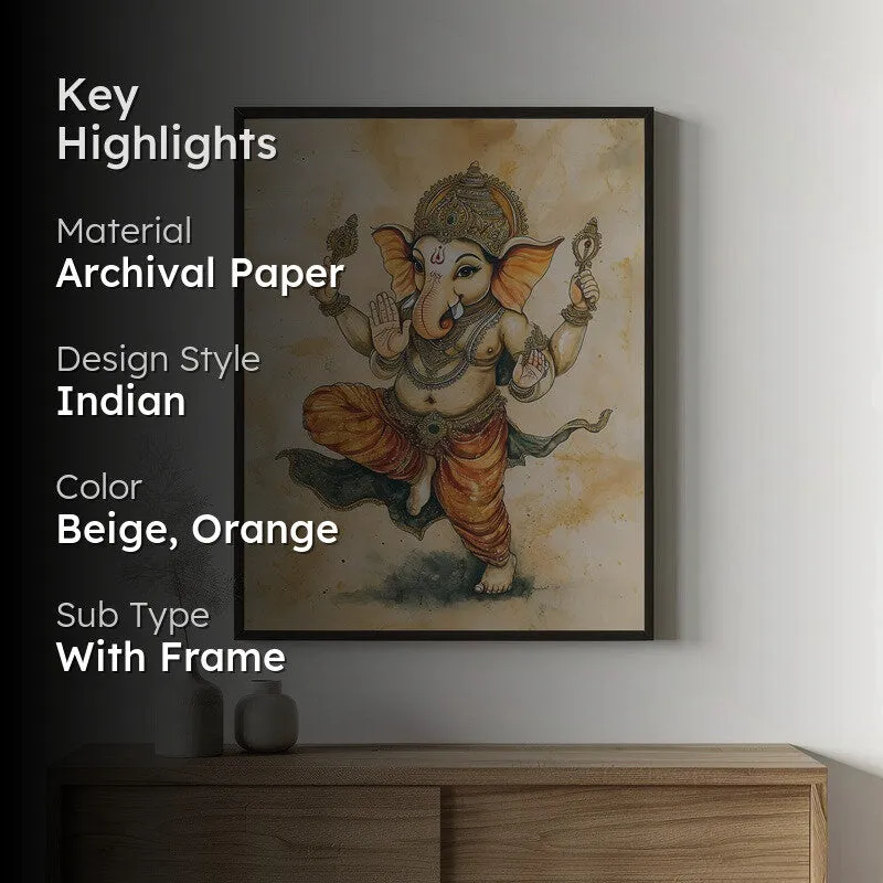 Shiva Shankari Spiritual Archival Paper Wall Painting With Frame - Black media 2