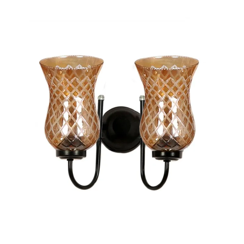 Honey Glow Twin Shade Glass Wall Lamp media 6