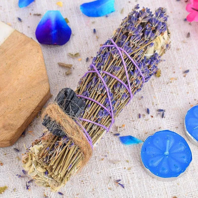 White Sage With Lavender And Black Tourmaline Smudge Wand media 1