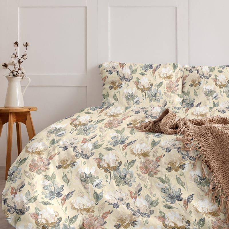 Teva Vintage Flora  Cotton Bedsheet (Biege) - 254 TC media 3