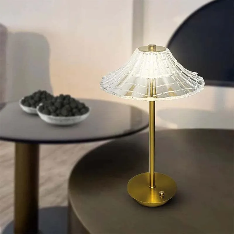 Cosmic Web LED Metal And Glass Table Lamp - Transparent,Gold media 3