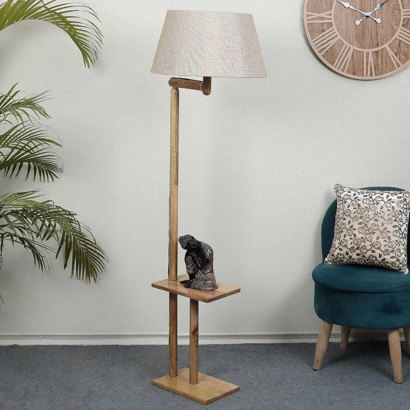 Eartha Enya Floor Lamp With Shelf - Light Beige media 3