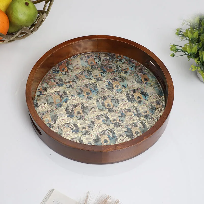 Jharokha Charm Round Wooden Serving media 1