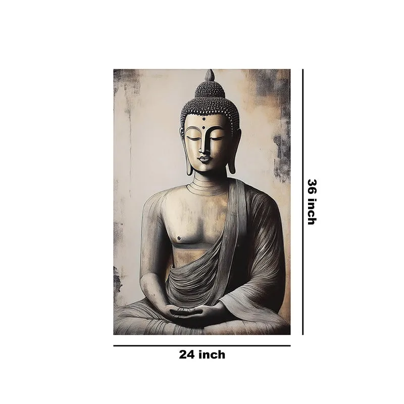 Serene Meditation Poly Canvas Wall Painting - Grey media 9