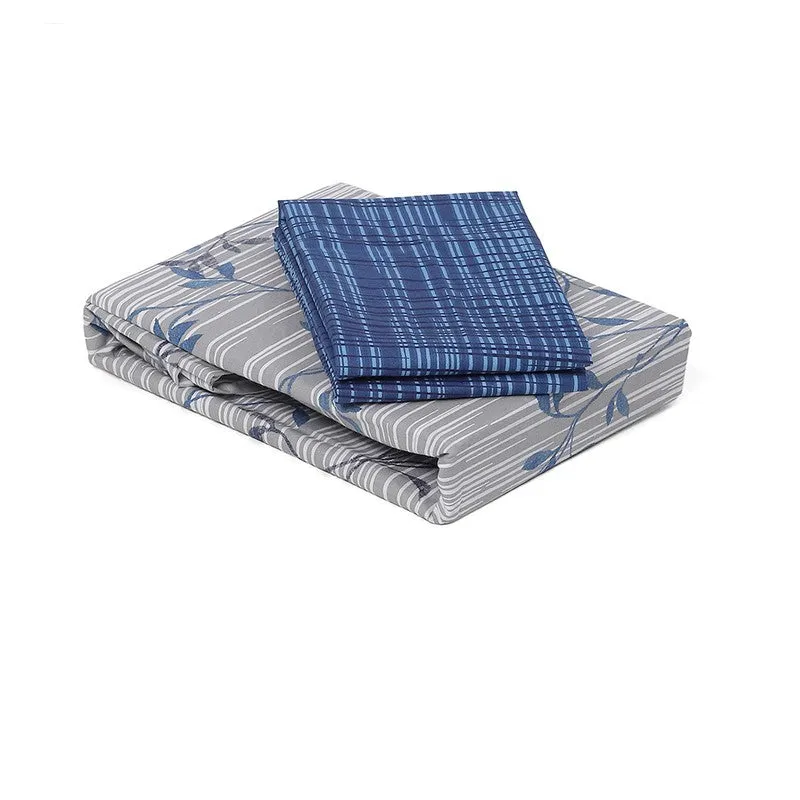 Monte Carlo Flora Form Cotton Bedsheet (White,Blue) - 104 TC media 8