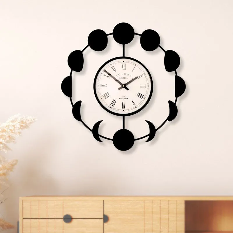 Mooncycle Steel Analog Wall Clock - Black media 1