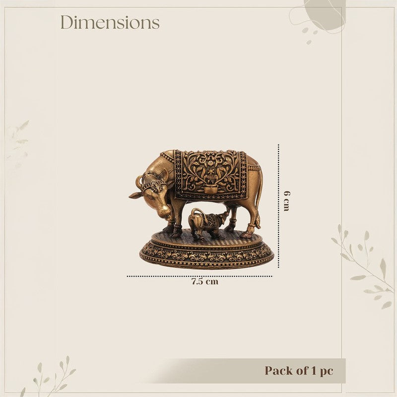 Divinia Sacred Cow & Calf Brass Idol media 9