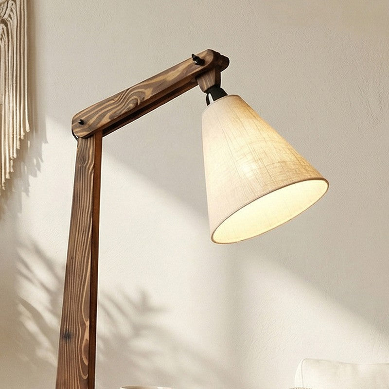ConicalBeam Wooden Floor Lamp - Brown media 4