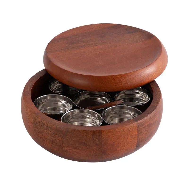Rasrang Handcrafted Mango Wood Masala Box media 7