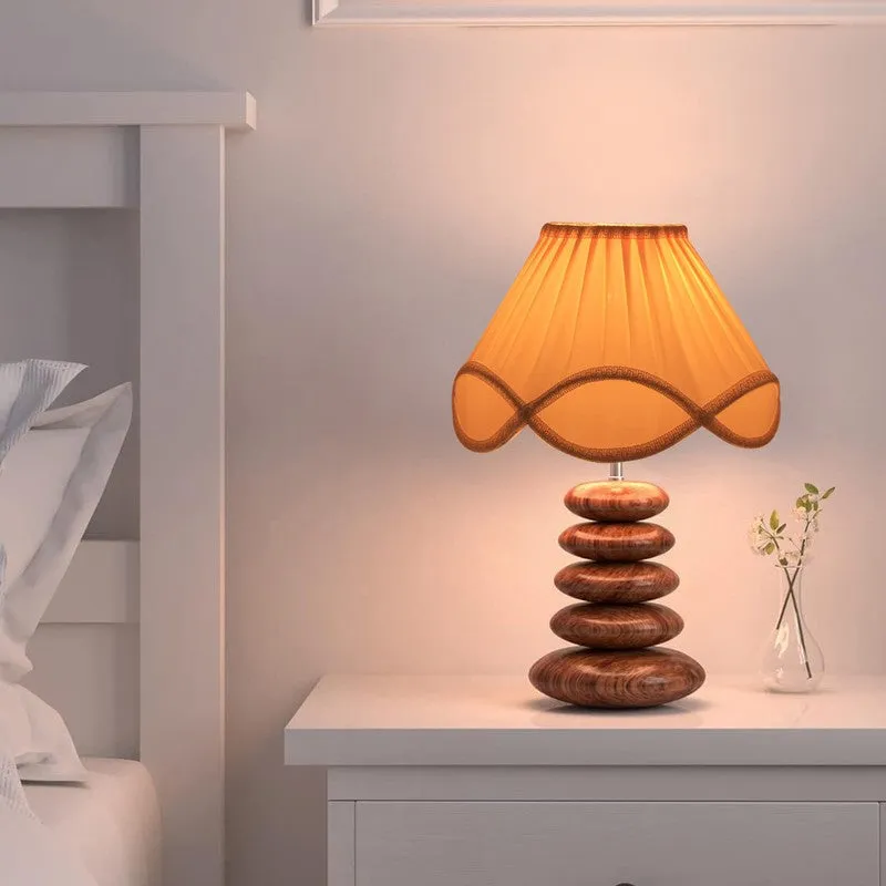 Raelynn Cotton Table Lamp With Wooden Base - Ivory media 7