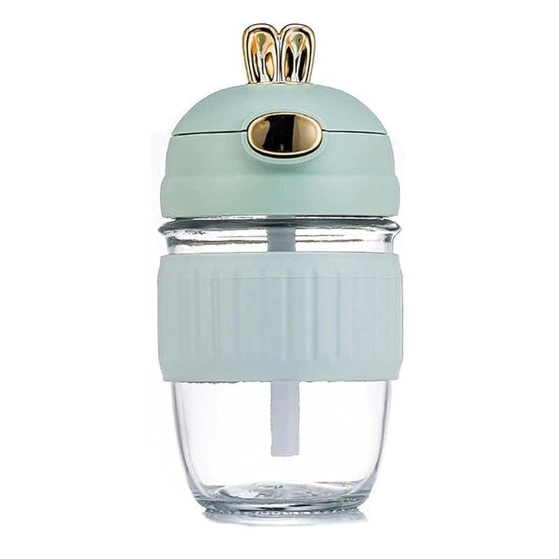 Blue Glass Tumbler with Adorable Bunny Ear Lid - 350 ML media 4