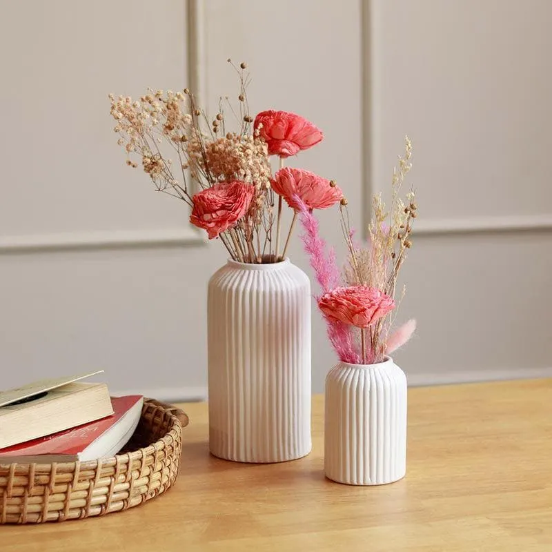 Ganola Vase With Naturally Dried Flower Bunch - Set of Two media 1