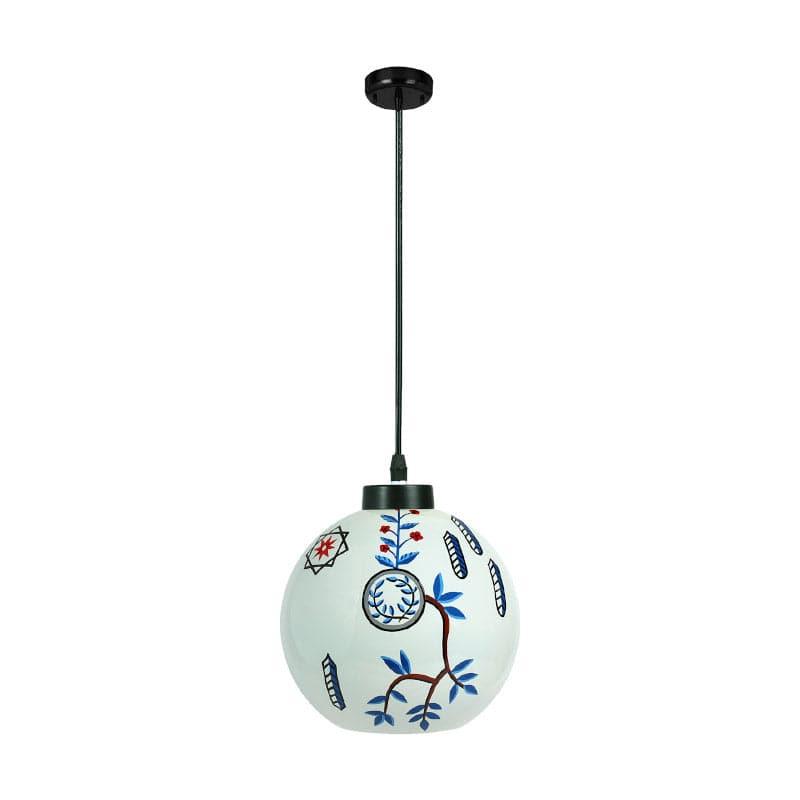 Botanical Berge Moon Hand Painted Glass Ceiling Lamp media 4