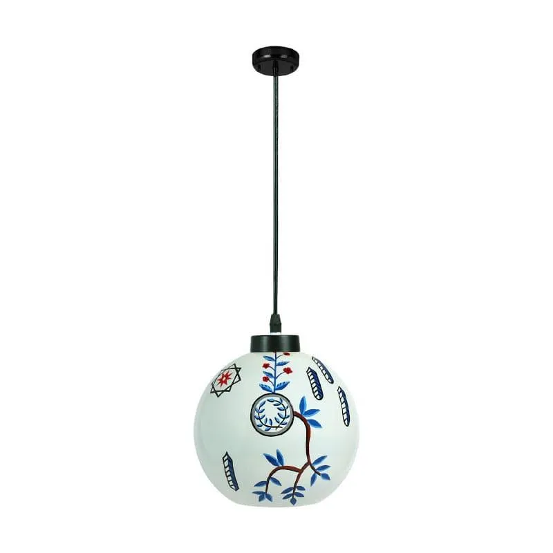 Botanical Berge Moon Hand Painted Glass Ceiling Lamp media 4