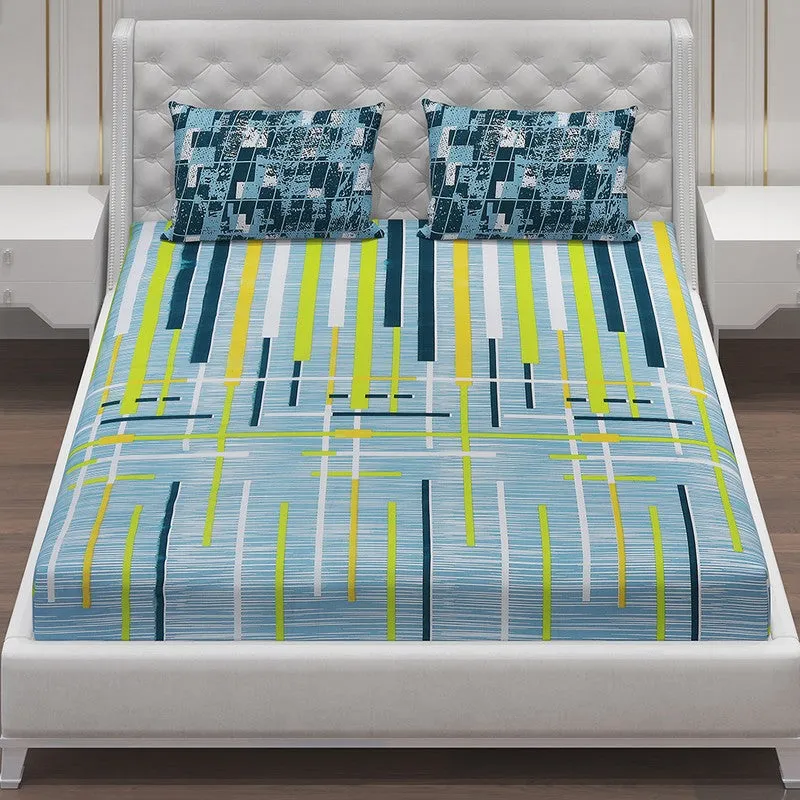 Monte Carlo Flow Stripe Cotton Bedsheet (Blue) - 104 TC media 4