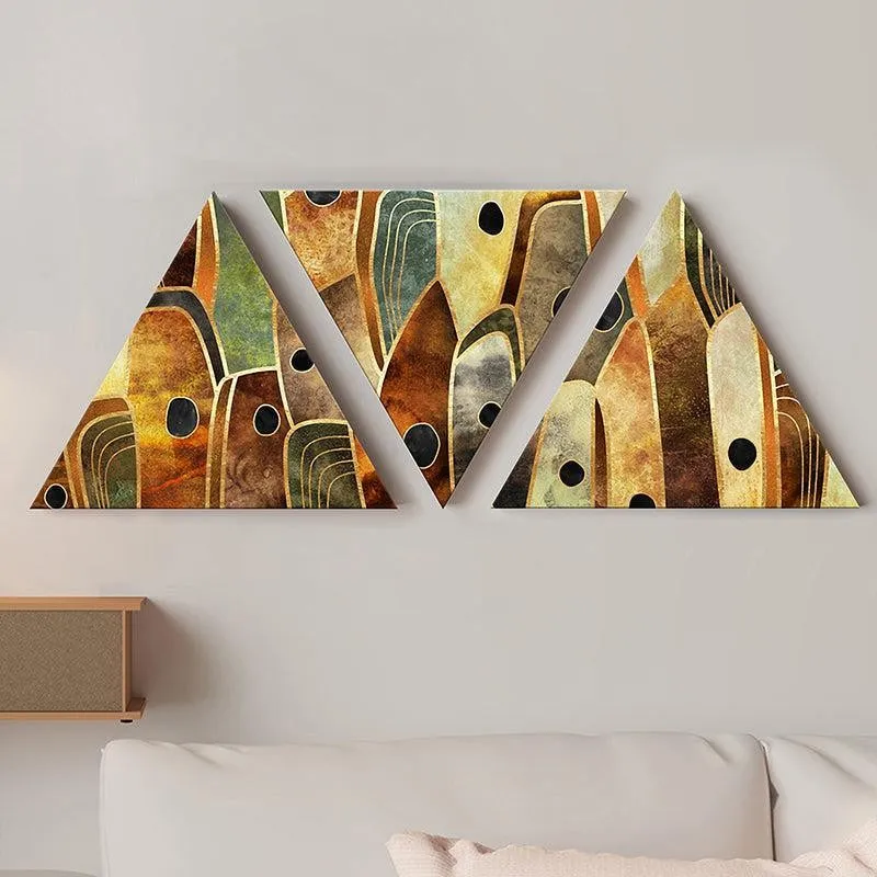Ochre Dreams Abstract Canvas Wall Art - Set Of Three media 1
