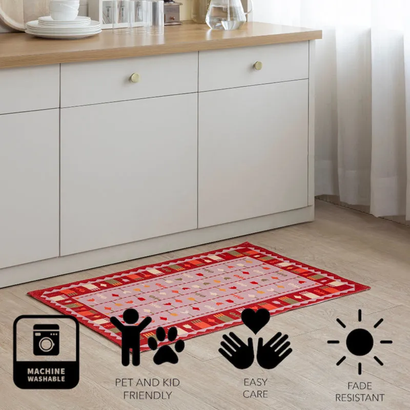 Dralen Cotton Door Mats - Red, Pink media 7