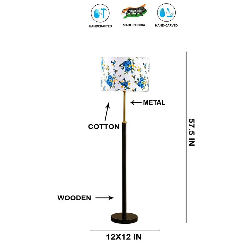 Retro Shine Wooden Floor Lamp - Blue media 8