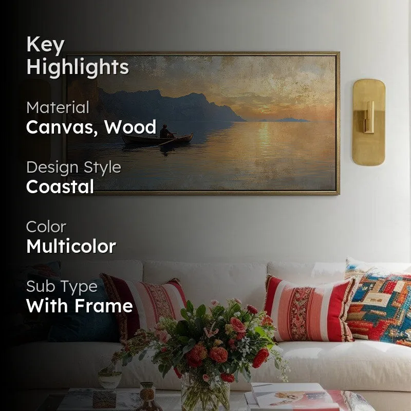 Loneboat Canvas Wall Painting With Frame media 2