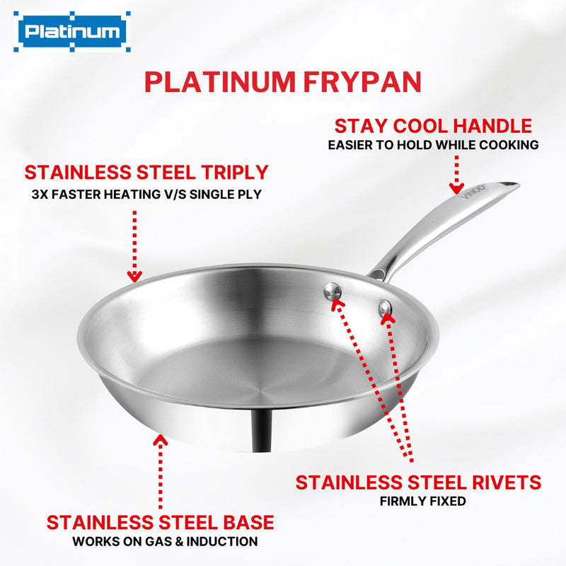 Vinod Silvra Stainless Steel Frying Pan - 2200 mL/19 Inches media 5
