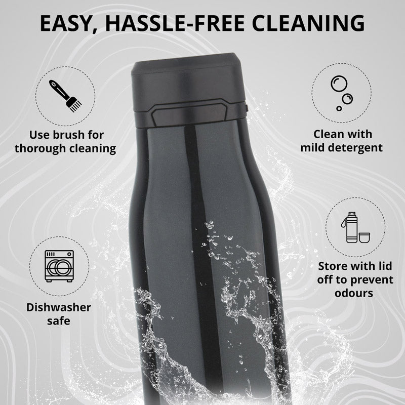 Bergner Walking Liquid Luxe Thermosteel Hot And Cold Flask (Black) - 500 mL media 5