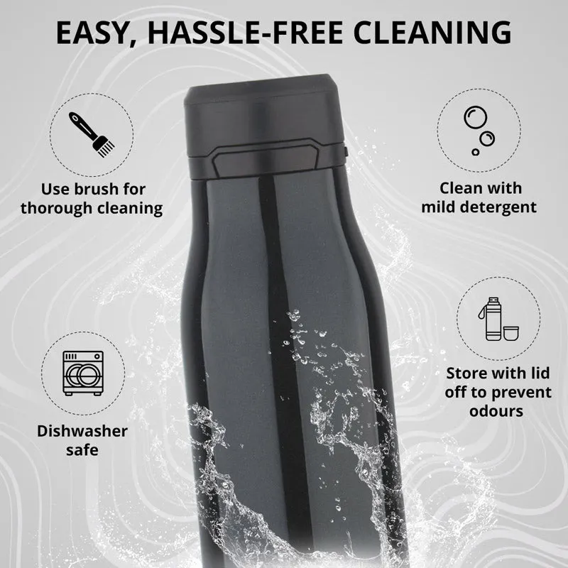 Bergner Walking Liquid Luxe Thermosteel Hot And Cold Flask (Black) - 500 mL media 5