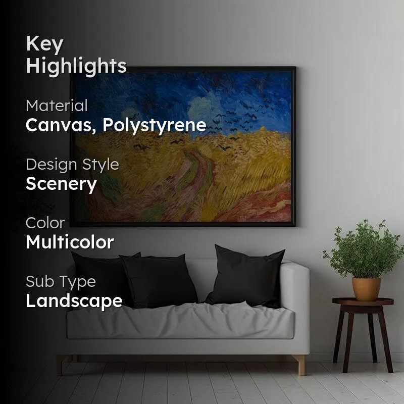 Wheatfield With Crows 1890 By Vincent Van Gogh - Black Frame media 2