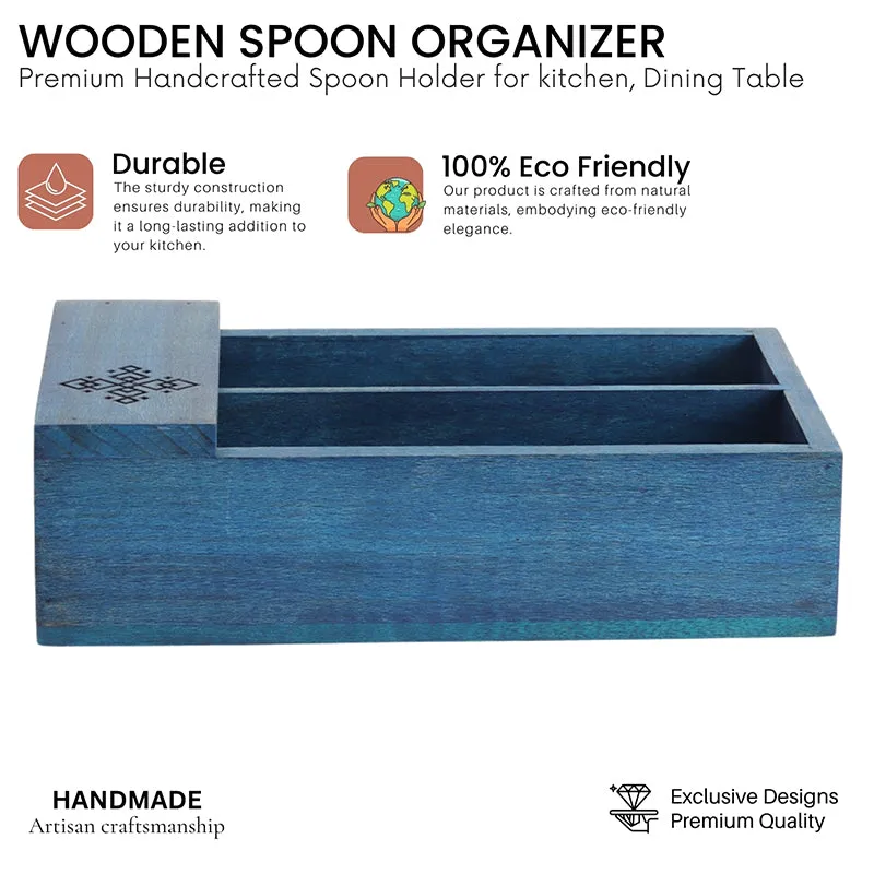 Hiron Wood Cutlery Holder media 4